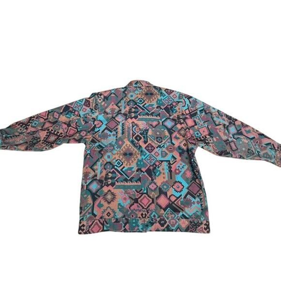 "GOTCHA COVERED" Aztec Print Denim Jean Jacket Womens SZ M VTG Cowgirl Rodeo - Picture 11 of 12